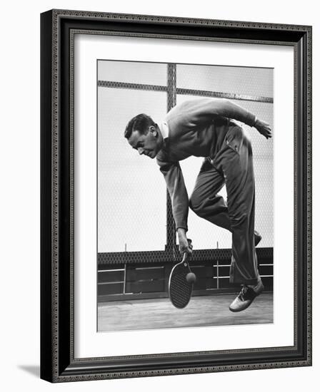 Paul Hicks, New York Businessman, Playing Paddle Tennis at Manursing Island Club-Gjon Mili-Framed Photographic Print