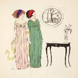Two Empire Line Day Dresses from 'Les Robes De Paul Poiret' Pub. 1908 (Pochoir Print)-Paul Iribe-Framed Giclee Print