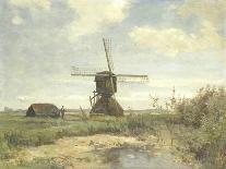 A Windmill on a Polder Waterway, C. 1889-Paul Joseph Constantin Gabriel-Framed Art Print