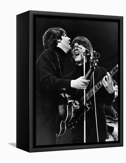 Paul Mccartney and George Harrison on Stage-Associated Newspapers-Framed Stretched Canvas