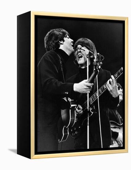 Paul Mccartney and George Harrison on Stage-Associated Newspapers-Framed Stretched Canvas