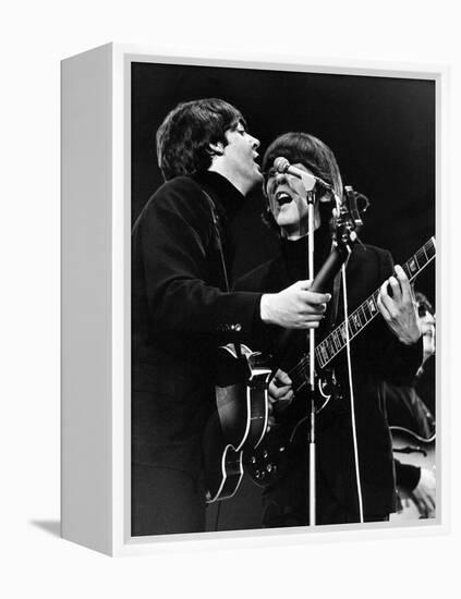 Paul Mccartney and George Harrison on Stage-Associated Newspapers-Framed Stretched Canvas