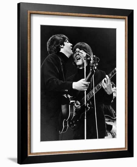 Paul Mccartney and George Harrison on Stage-Associated Newspapers-Framed Photo