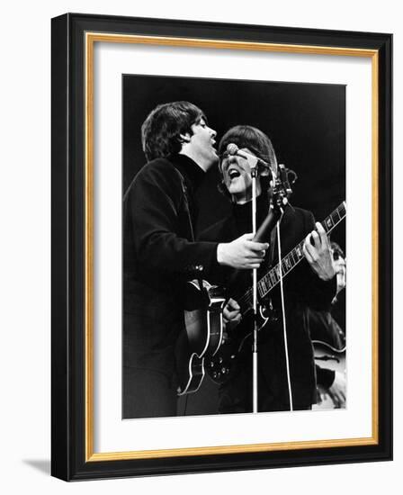 Paul Mccartney and George Harrison on Stage-Associated Newspapers-Framed Photo