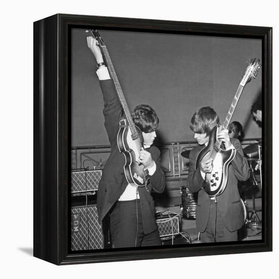 Paul Mccartney and George Harrison Tune their Guitars-Associated Newspapers-Framed Stretched Canvas