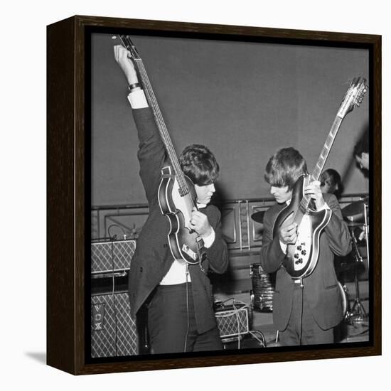 Paul Mccartney and George Harrison Tune their Guitars-Associated Newspapers-Framed Stretched Canvas