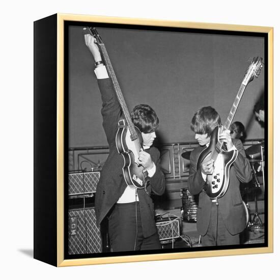 Paul Mccartney and George Harrison Tune their Guitars-Associated Newspapers-Framed Stretched Canvas