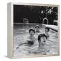 Paul McCartney, George Harrison, John Lennon and Ringo Starr Taking a Dip in a Swimming Pool-John Loengard-Framed Premier Image Canvas