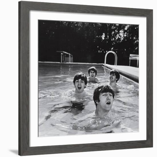 Paul McCartney, George Harrison, John Lennon and Ringo Starr Taking a Dip in a Swimming Pool-John Loengard-Framed Premium Photographic Print