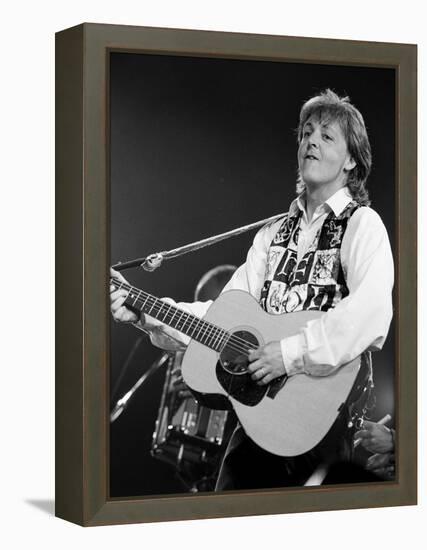 Paul McCartney Playing Guitar on Stage-null-Framed Premier Image Canvas