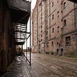 Old Tramlines in Cobbled Street with Shipping Warehouses in Liverpool, Merseyside, England, UK-Paul McMullin-Photo