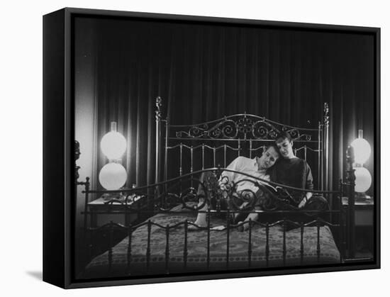 Paul Newman Sitting at Home with His Wife-Gordon Parks-Framed Premier Image Canvas