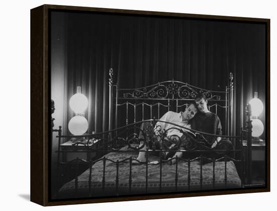 Paul Newman Sitting at Home with His Wife-Gordon Parks-Framed Premier Image Canvas