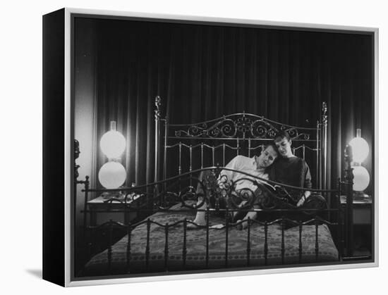 Paul Newman Sitting at Home with His Wife-Gordon Parks-Framed Premier Image Canvas