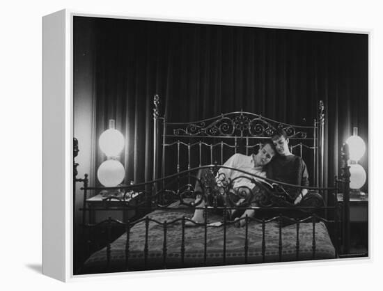 Paul Newman Sitting at Home with His Wife-Gordon Parks-Framed Premier Image Canvas
