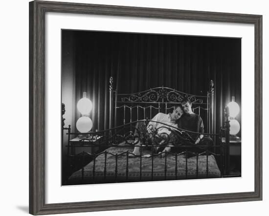 Paul Newman Sitting at Home with His Wife-Gordon Parks-Framed Premium Photographic Print