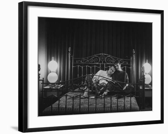 Paul Newman Sitting at Home with His Wife-Gordon Parks-Framed Premium Photographic Print