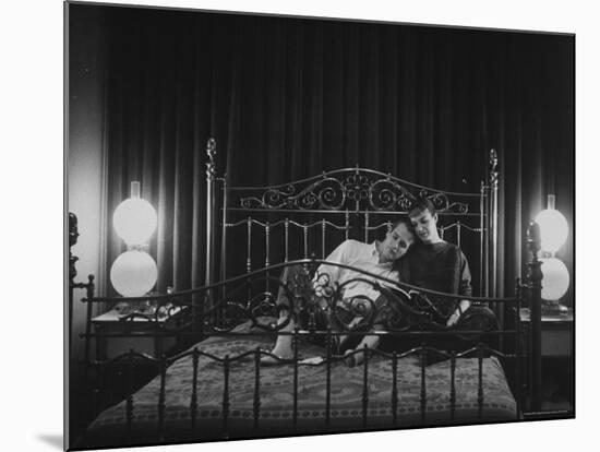 Paul Newman Sitting at Home with His Wife-Gordon Parks-Mounted Premium Photographic Print