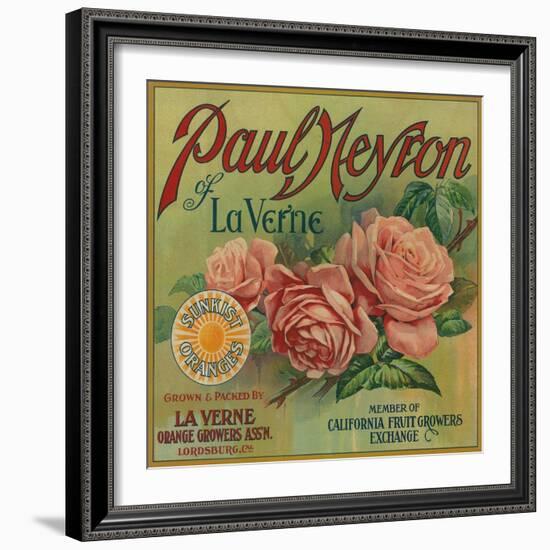 Paul Neyron of La Verne Orange Label - Lordsburg, CA-Lantern Press-Framed Art Print