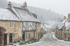 Looking down the quintessential English village of Castle Combe in the snow, Wiltshire, England, Un-Paul Porter-Premier Image Canvas