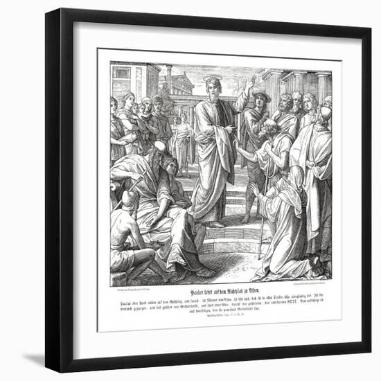 Paul preaches in Athens, Acts of the Apostles-Julius Schnorr von Carolsfeld-Framed Giclee Print