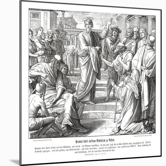 Paul preaches in Athens, Acts of the Apostles-Julius Schnorr von Carolsfeld-Mounted Giclee Print