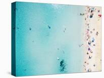 Aerial View of Sandy Beach with Tourists Swimming in Beautiful Clear Sea Water-paul prescott-Photographic Print