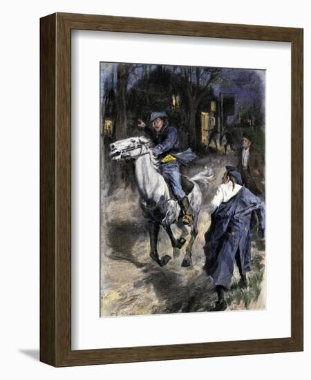 Paul Revere Alerting Inhabitants Along the Road to Lexington, 1775-null-Framed Giclee Print