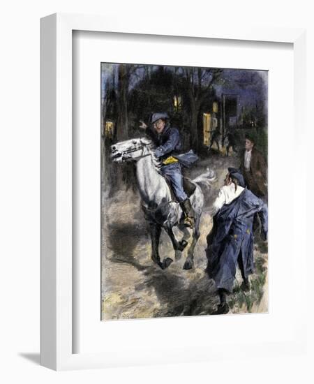 Paul Revere Alerting Inhabitants Along the Road to Lexington, 1775-null-Framed Giclee Print