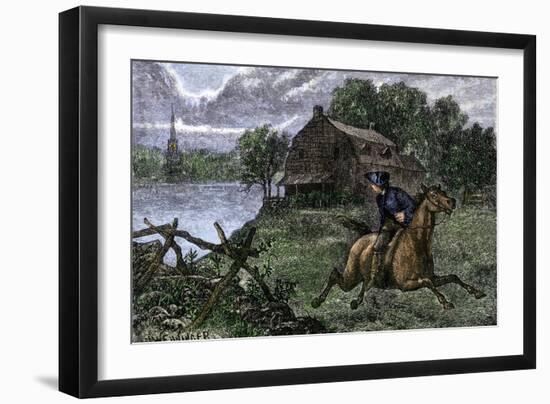 Paul Revere Riding to Lexington to Warn the Minutemen the British Were Coming, 1775-null-Framed Giclee Print