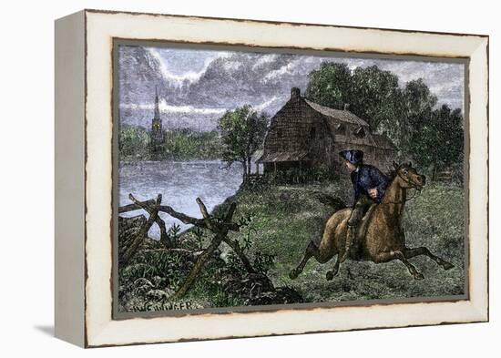 Paul Revere Riding to Lexington to Warn the Minutemen the British Were Coming, 1775-null-Framed Premier Image Canvas