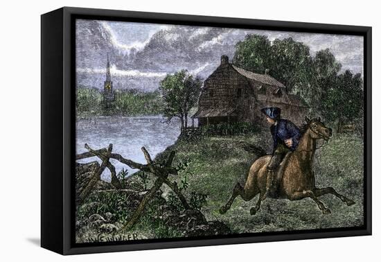 Paul Revere Riding to Lexington to Warn the Minutemen the British Were Coming, 1775-null-Framed Premier Image Canvas