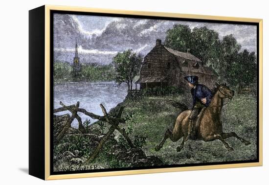 Paul Revere Riding to Lexington to Warn the Minutemen the British Were Coming, 1775-null-Framed Premier Image Canvas