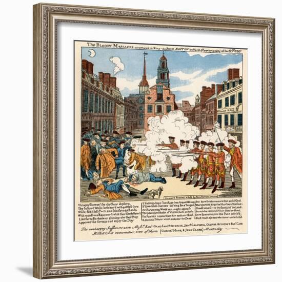 Paul Revere's Engraving of the Boston Massacre, 1770, an Event Leading to the Revolutionary War-null-Framed Giclee Print