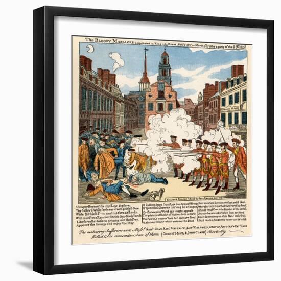 Paul Revere's Engraving of the Boston Massacre, 1770, an Event Leading to the Revolutionary War-null-Framed Giclee Print