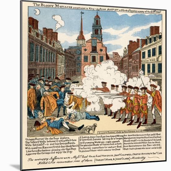 Paul Revere's Engraving of the Boston Massacre, 1770, an Event Leading to the Revolutionary War-null-Mounted Giclee Print