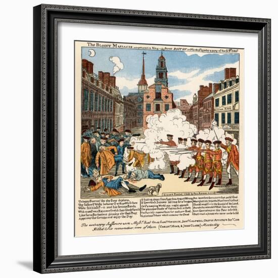 Paul Revere's Engraving of the Boston Massacre, 1770, an Event Leading to the Revolutionary War-null-Framed Giclee Print