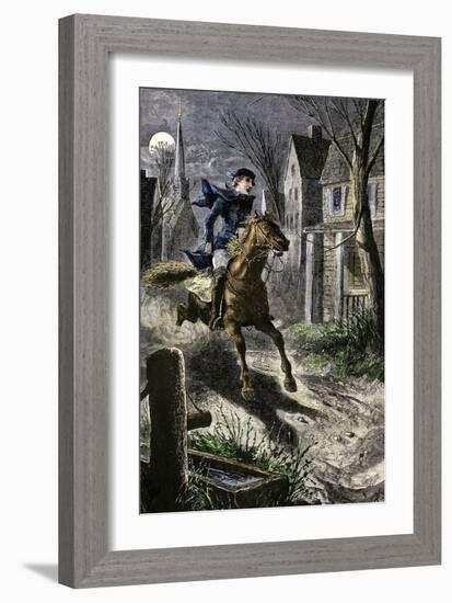 Paul Revere's Ride to Awaken the Minutemen of Lexington, Massachusetts, April 19, 1775-null-Framed Giclee Print