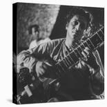 Ravi Shankar Passionately Playing the Sitar-Paul Schutzer-Premier Image Canvas