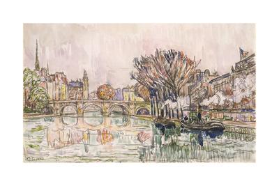 Tugboat at the Pont Neuf Paul Signac Watercolor Reproduction Fine Art Print
