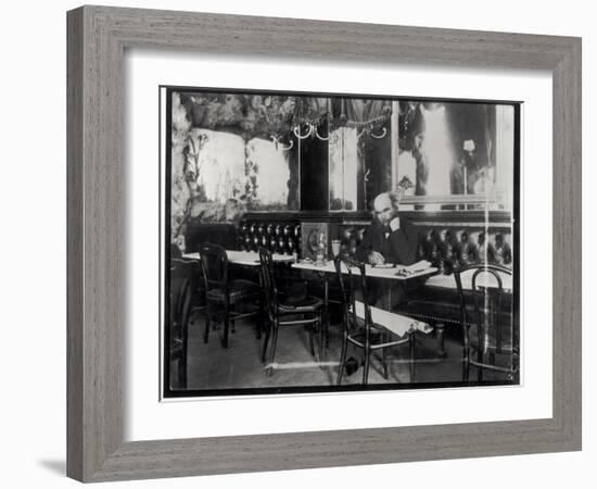 Paul Verlaine (1844-96) Writing at a Table in a Cafe-Dornac-Framed Giclee Print