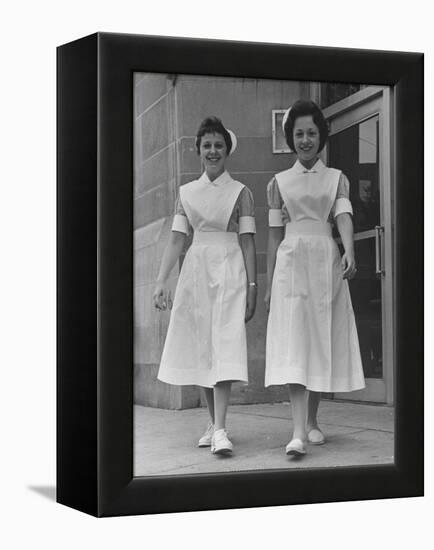 Paula and Susan Fox Sisters Who Are Student Nurses at Wesley Memorial Hospital-Stan Wayman-Framed Premier Image Canvas