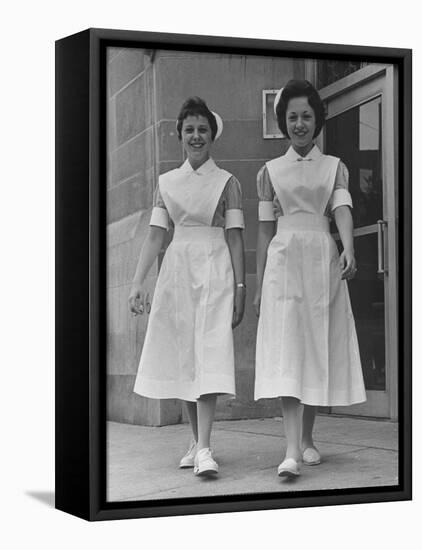 Paula and Susan Fox Sisters Who Are Student Nurses at Wesley Memorial Hospital-Stan Wayman-Framed Premier Image Canvas