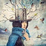 The Lady With The Bird Feeder Hat-Paula Belle Flores-Art Print