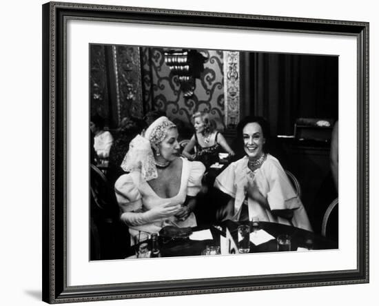 Paulette Goddard, Smiling, Sitting at after Opening Party for Bolshoi Ballet-Alfred Eisenstaedt-Framed Premium Photographic Print