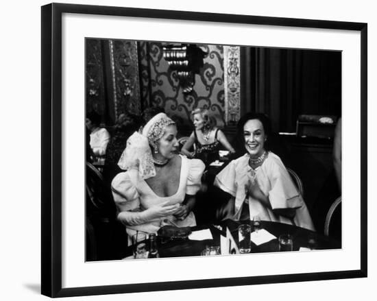 Paulette Goddard, Smiling, Sitting at after Opening Party for Bolshoi Ballet-Alfred Eisenstaedt-Framed Premium Photographic Print