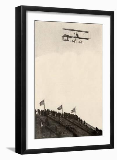 Paulhan in a Farman Biplane Makes a Record Altitude of 4,165 Feet, Los Angeles, 1910-null-Framed Giclee Print