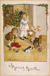 Three Young Children Play with Their Christmas Presents-Pauli Ebner-Art Print