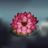 Lotus Flower over Blur Isolated Icon Design-Paulo Gomez-Stretched Canvas