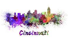 Cincinnati Skyline in Watercolor-paulrommer-Art Print